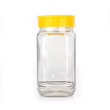 Custom 750ml clear wide mouth glass honey storage jar container bottles with deep plastic lid
